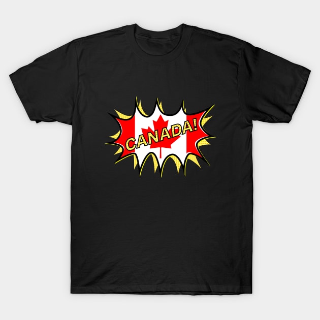 Canadian Flag Comic Style Starburst T-Shirt by mailboxdisco